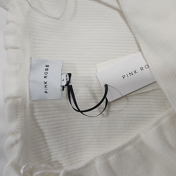 Pink Rose Ivory Ruffled Sweater - Picture 3 of 5